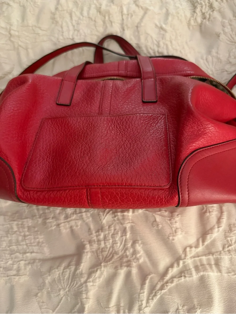 Coach Red Pebbled Leather Satchel